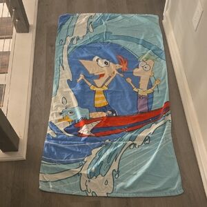 Vintage Disney Store Phineas And Ferb Beach Towel